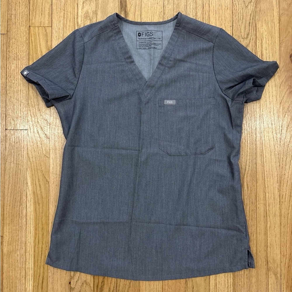 Figs Charcoal V-Neck Tee